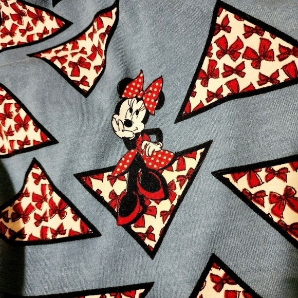 LuLaRoe Disney Minnie Mouse Randy Top Woman's Large L Blue Grey Raglan Shirt - Picture 6 of 7